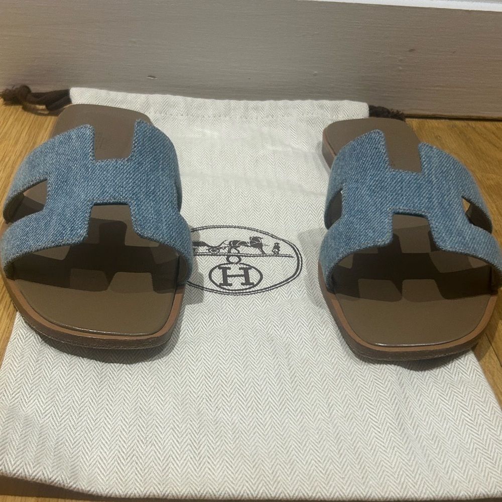 Hermès Orans in Blue Denim SZ 37.5 - Picture 2 of 12